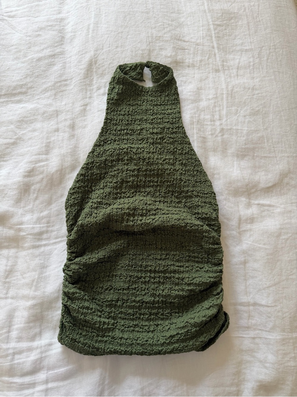 Olive Green Smocked Halter Top